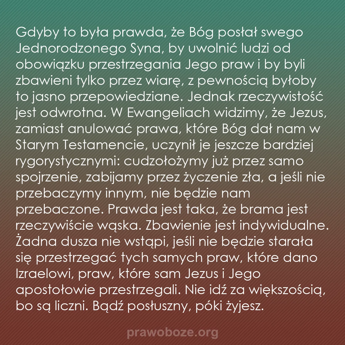 b0113 - Grafika o Prawie Bożym: Gdyby to była prawda, że Bóg posłał swego Jednorodzonego Syna,...
