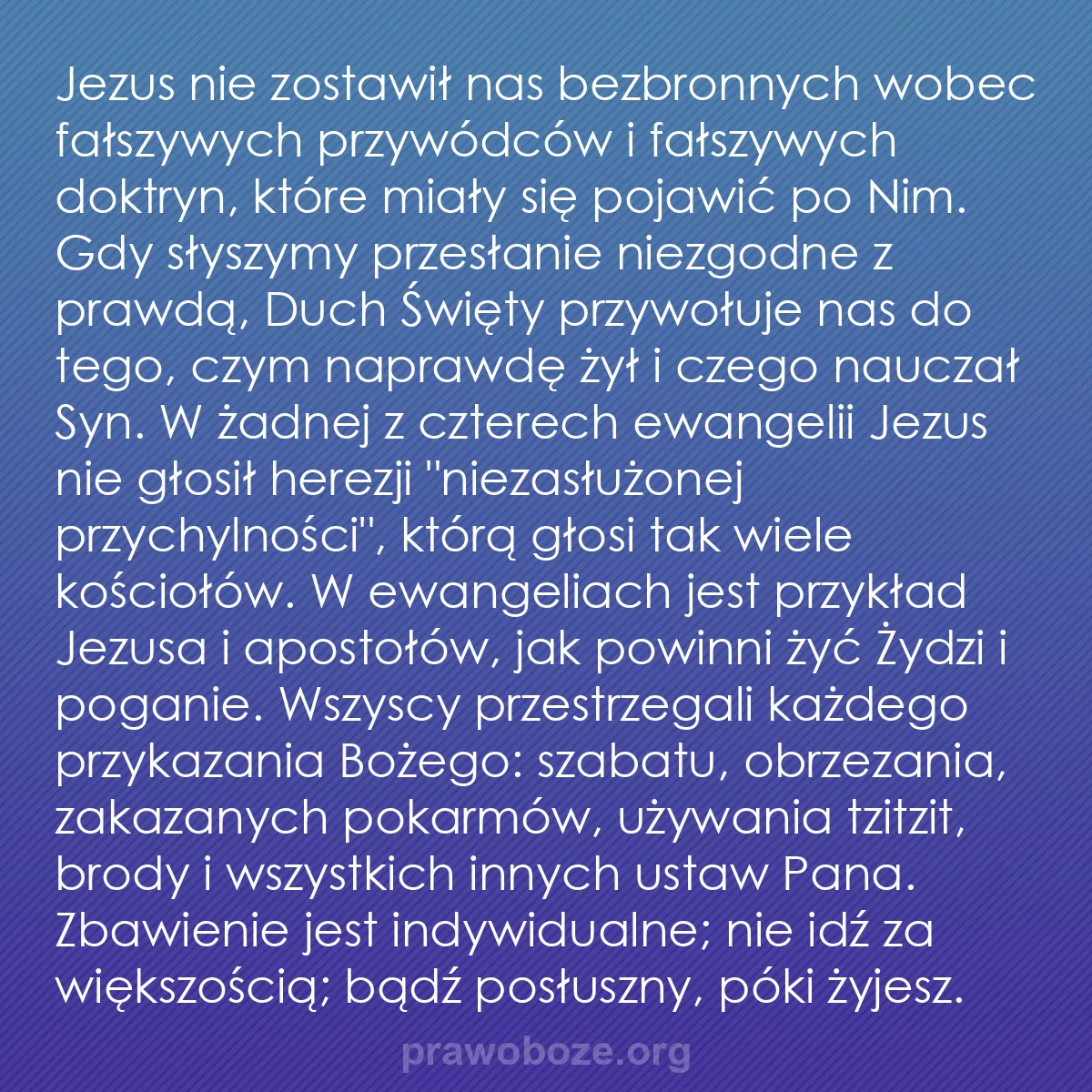 b0127 - Grafika o Prawie Bożym: Jezus nie zostawił nas bezbronnych wobec fałszywych przywódców...