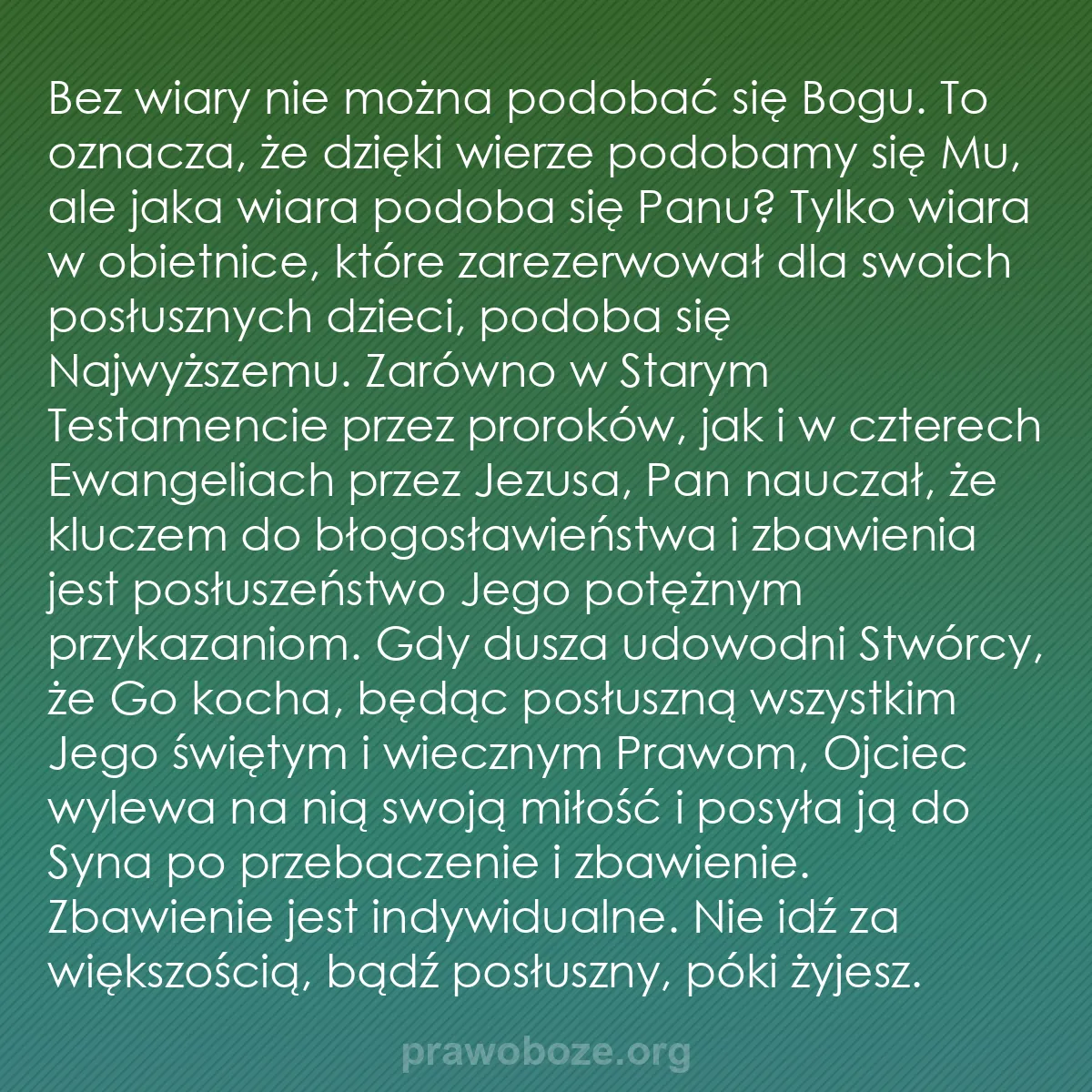 b0130 - Grafika o Prawie Bożym: Bez wiary nie można podobać się Bogu. To oznacza, że dzięki...