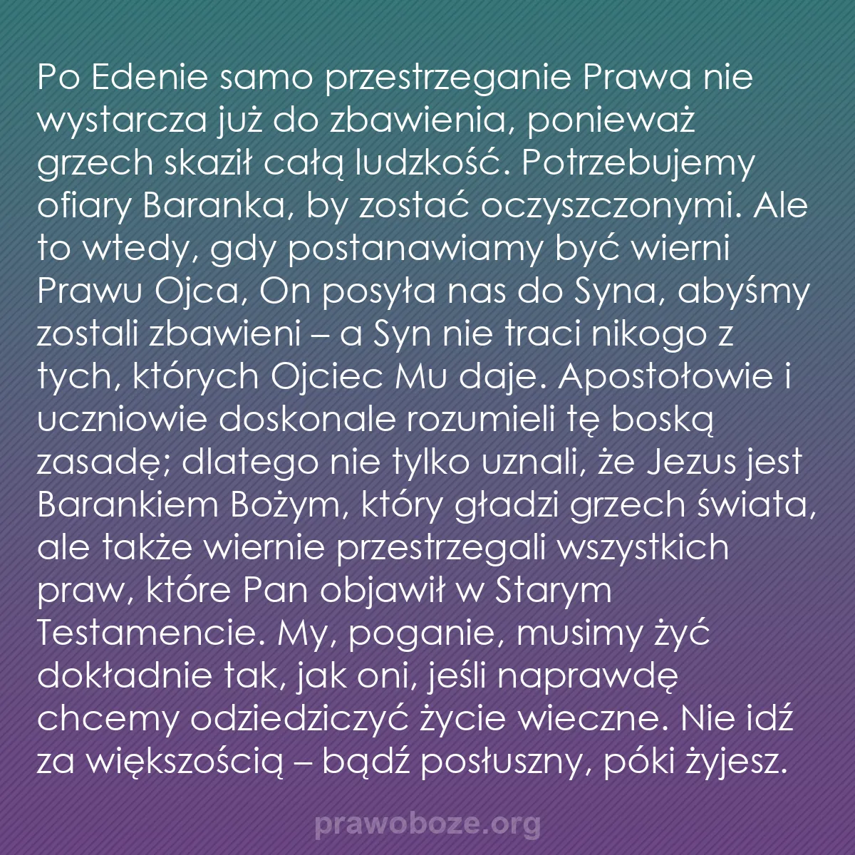 b0144 - Grafika o Prawie Bożym: Po Edenie samo przestrzeganie Prawa nie wystarcza już do zbawienia,...
