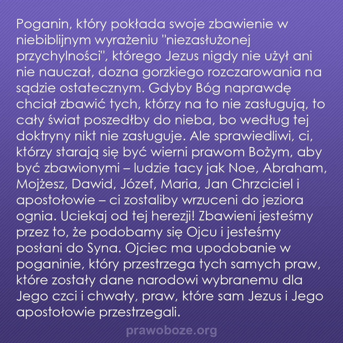 b0158 - Grafika o Prawie Bożym: Poganin, który pokłada swoje zbawienie w niebiblijnym wyrażeniu...
