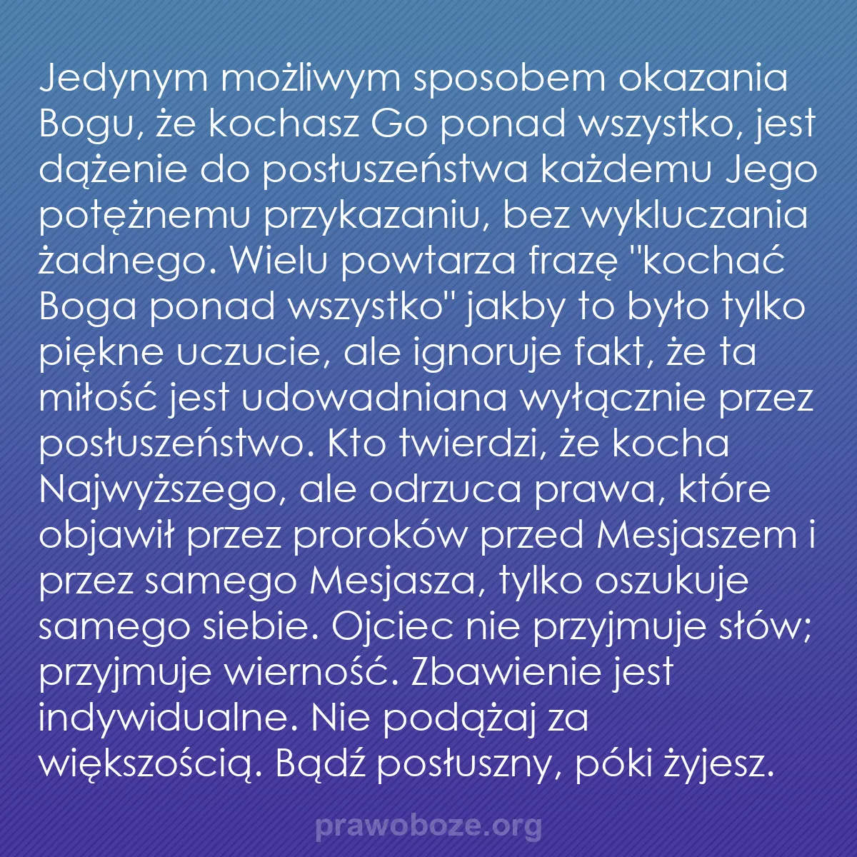 b0167 - Grafika o Prawie Bożym: Jedynym możliwym sposobem okazania Bogu, że kochasz Go ponad...