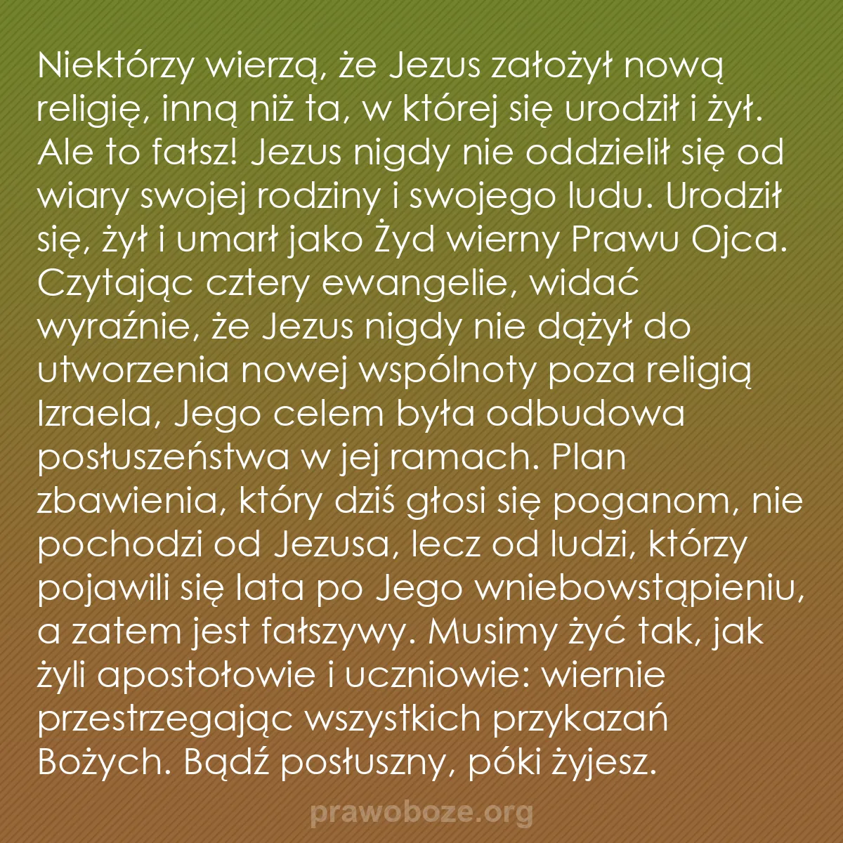 b0169 - Grafika o Prawie Bożym: Niektórzy wierzą, że Jezus założył nową religię, inną niż ta,...