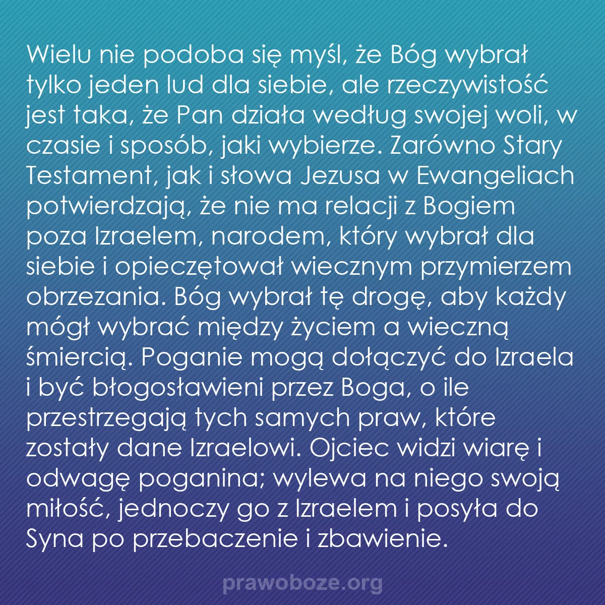 b0175 - Grafika o Prawie Bożym: Wielu nie podoba się myśl, że Bóg wybrał tylko jeden lud dla...