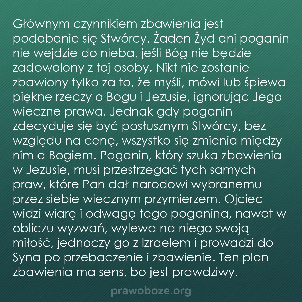 b0180 - Grafika o Prawie Bożym: Głównym czynnikiem zbawienia jest podobanie się Stwórcy. Żaden...