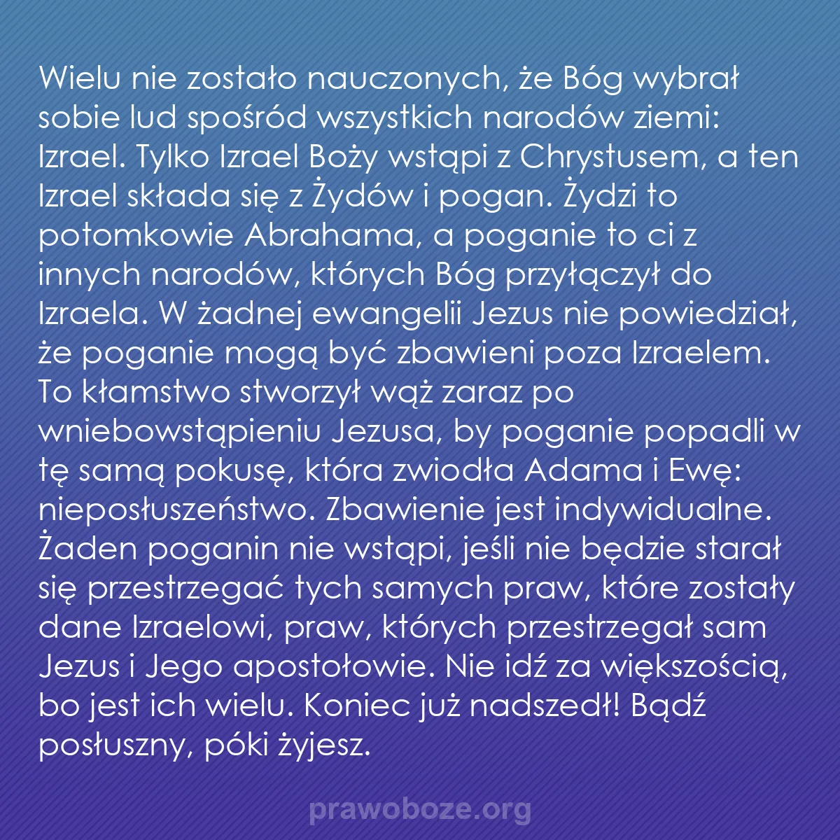 b0187 - Grafika o Prawie Bożym: Wielu nie zostało nauczonych, że Bóg wybrał sobie lud spośród...