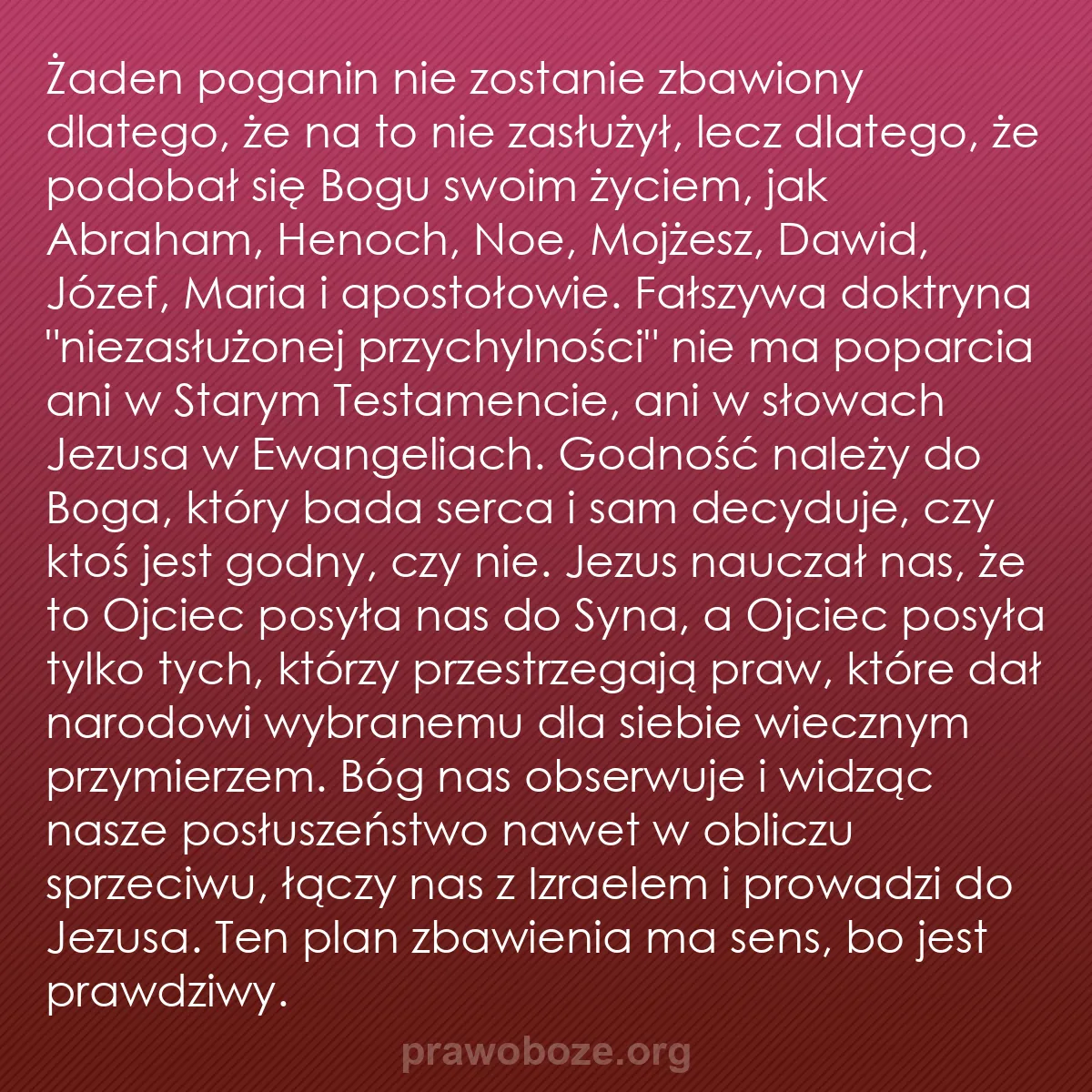 b0199 - Grafika o Prawie Bożym: Żaden poganin nie zostanie zbawiony dlatego, że na to nie zasłużył,...