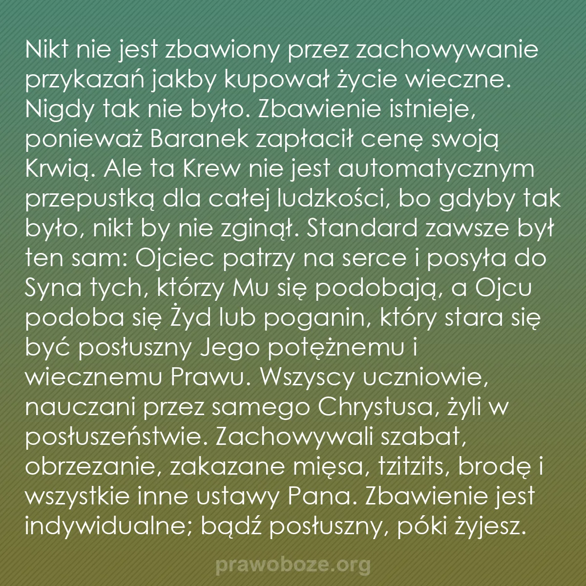b0223 - Grafika o Prawie Bożym: Nikt nie jest zbawiony przez zachowywanie przykazań jakby kupował...