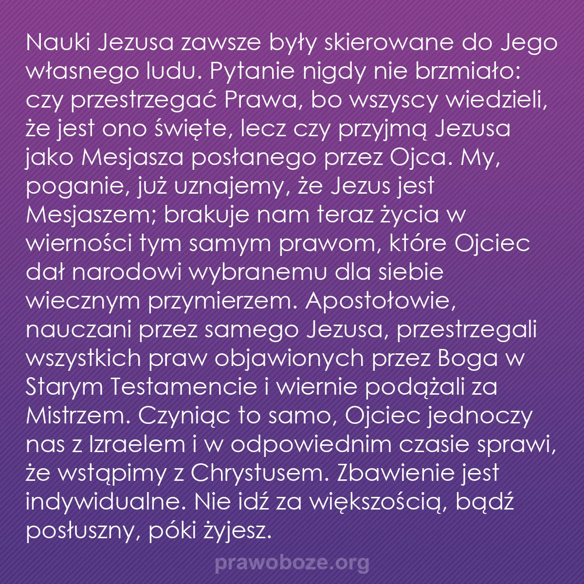 b0231 - Grafika o Prawie Bożym: Nauki Jezusa zawsze były skierowane do Jego własnego ludu. Pytanie...