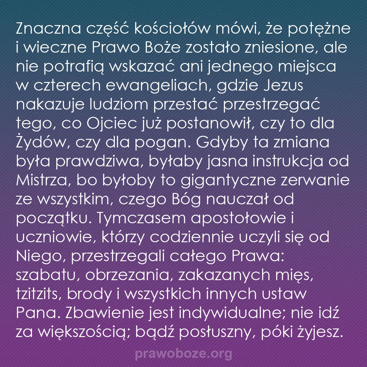 b0234 - Grafika o Prawie Bożym: Znaczna część kościołów mówi, że potężne i wieczne Prawo Boże...