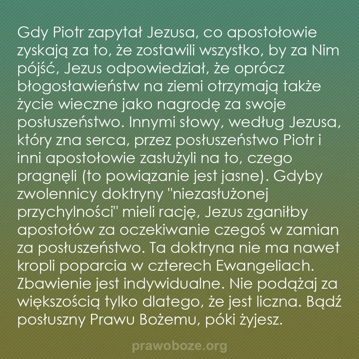 b0243 - Grafika o Prawie Bożym: Gdy Piotr zapytał Jezusa, co apostołowie zyskają za to, że zostawili...