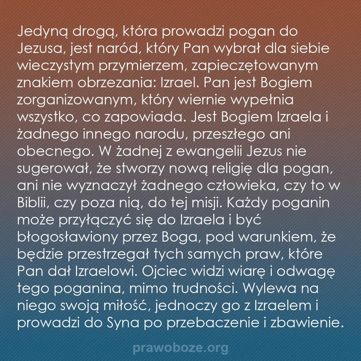 b0252 - Grafika o Prawie Bożym: Jedyną drogą, która prowadzi pogan do Jezusa, jest naród, który...