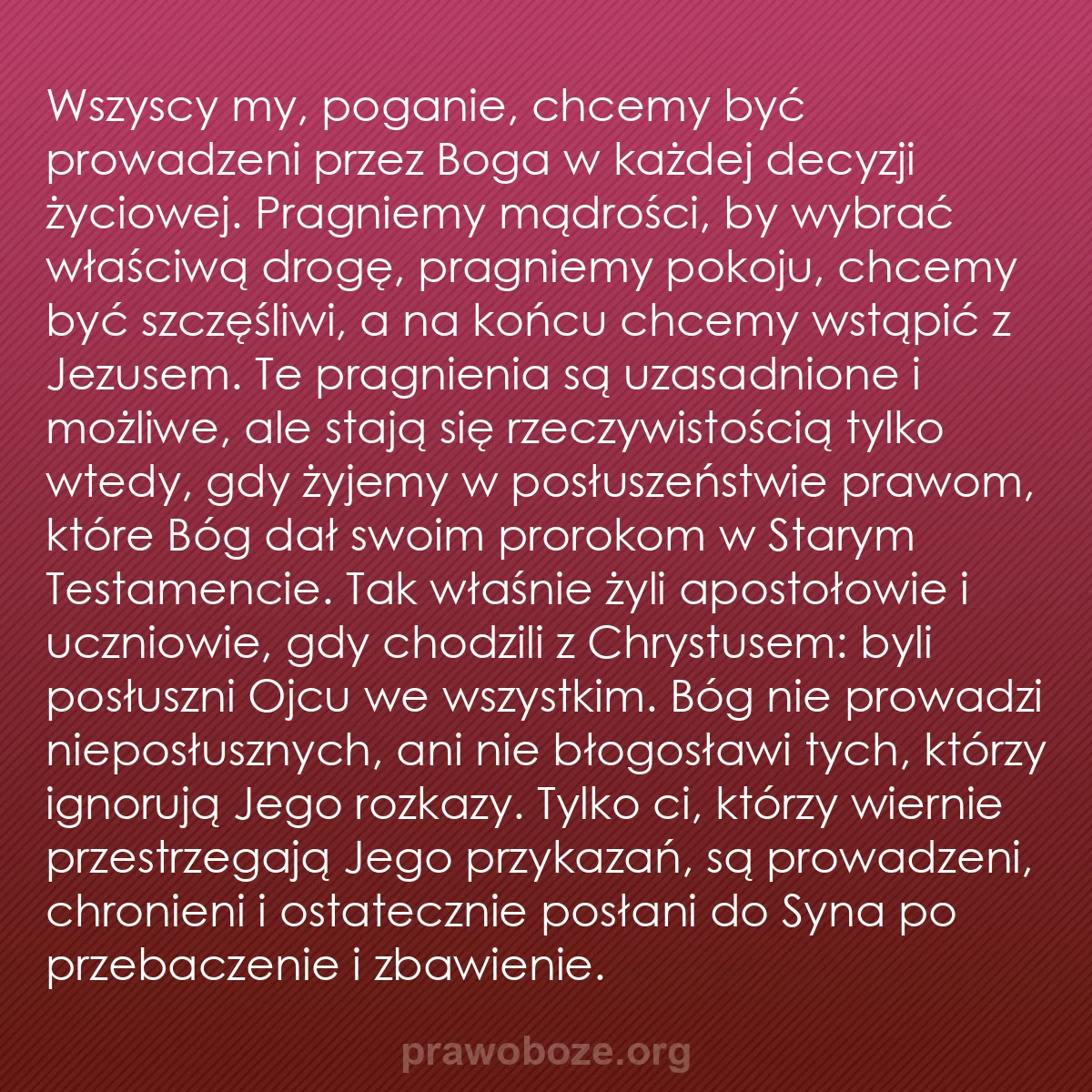 b0259 - Grafika o Prawie Bożym: Wszyscy my, poganie, chcemy być prowadzeni przez Boga w każdej...