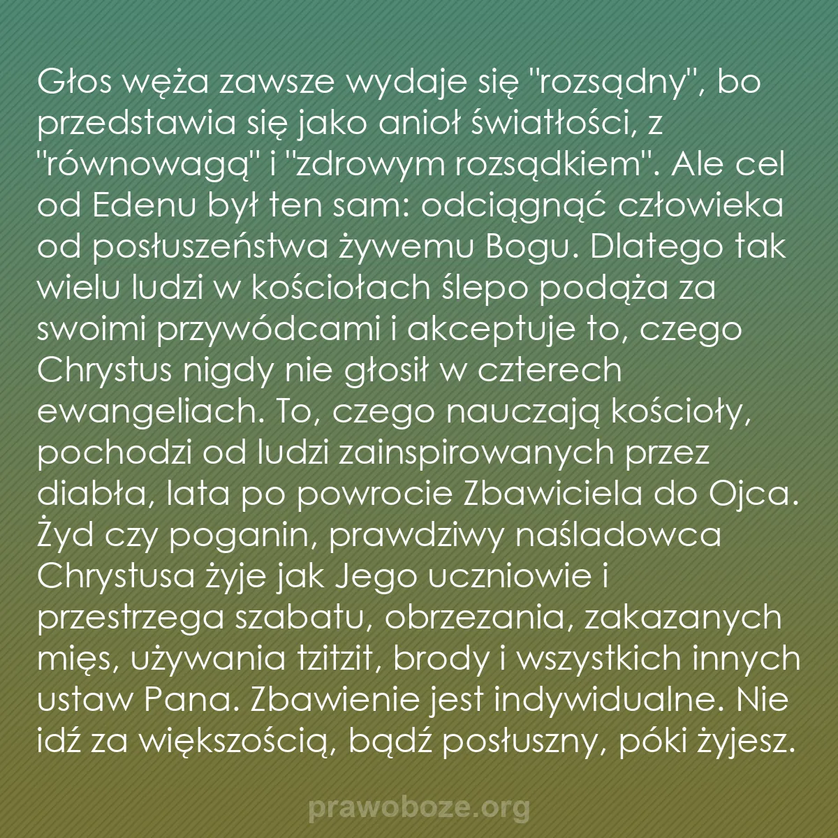b0263 - Grafika o Prawie Bożym: Głos węża zawsze wydaje się "rozsądny", bo przedstawia się jako...