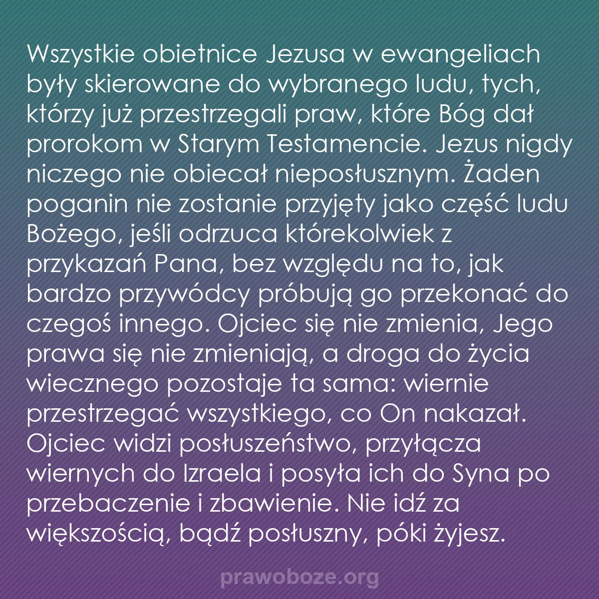 b0264 - Grafika o Prawie Bożym: Wszystkie obietnice Jezusa w ewangeliach były skierowane do...