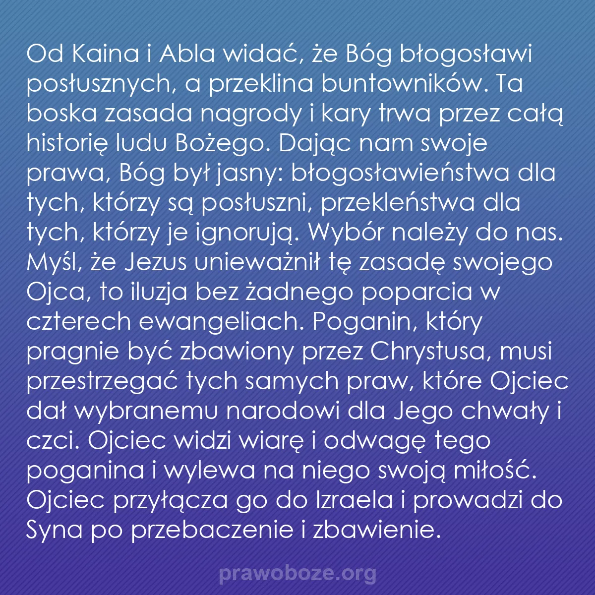 b0267 - Grafika o Prawie Bożym: Od Kaina i Abla widać, że Bóg błogosławi posłusznych, a przeklina...