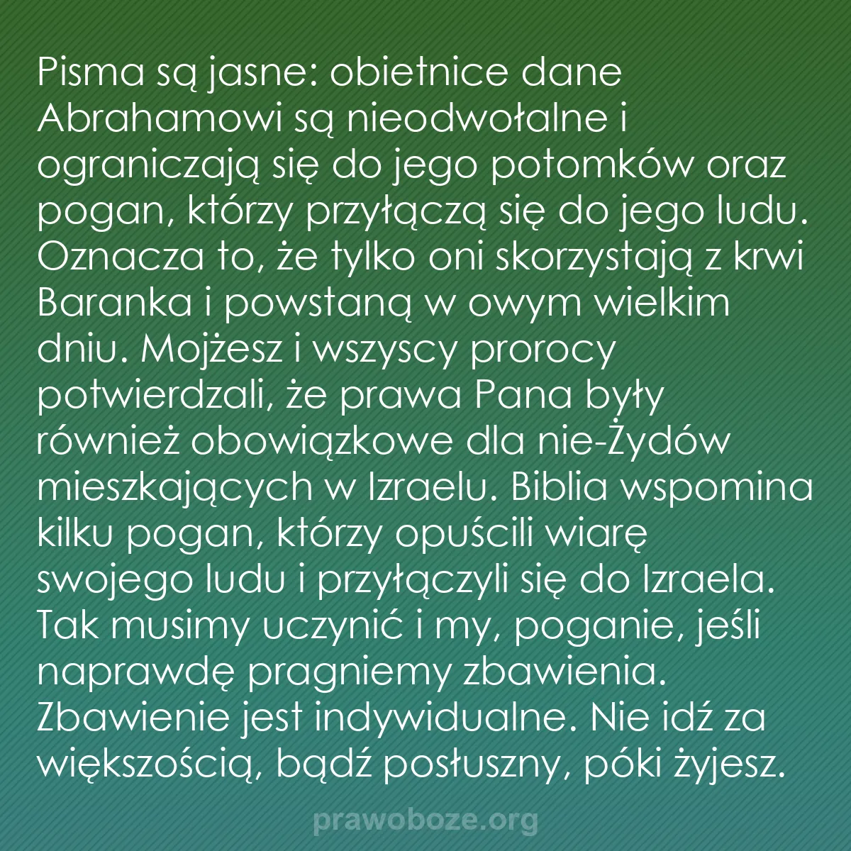 b0270 - Grafika o Prawie Bożym: Pisma są jasne: obietnice dane Abrahamowi są nieodwołalne i...