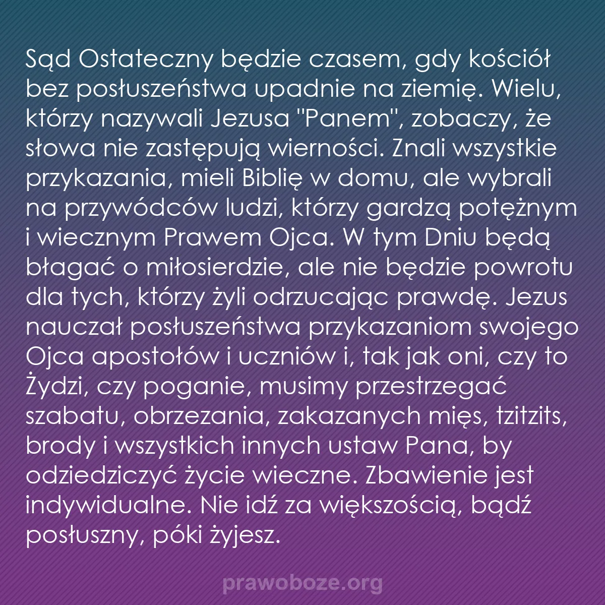 b0274 - Grafika o Prawie Bożym: Sąd Ostateczny będzie czasem, gdy kościół bez posłuszeństwa...