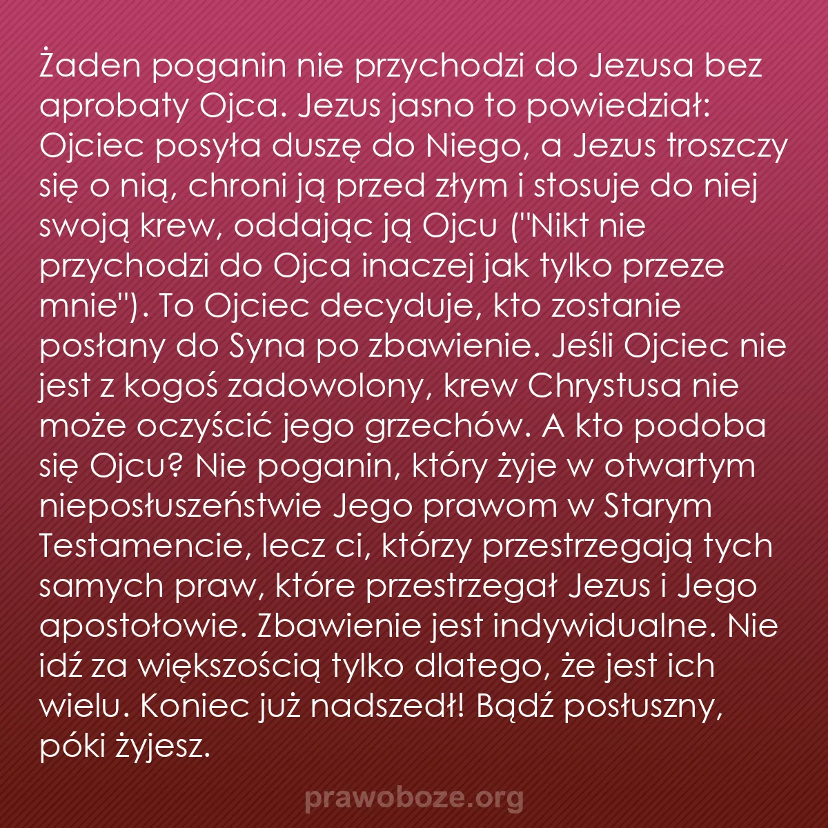 b0279 - Grafika o Prawie Bożym: Żaden poganin nie przychodzi do Jezusa bez aprobaty Ojca. Jezus...