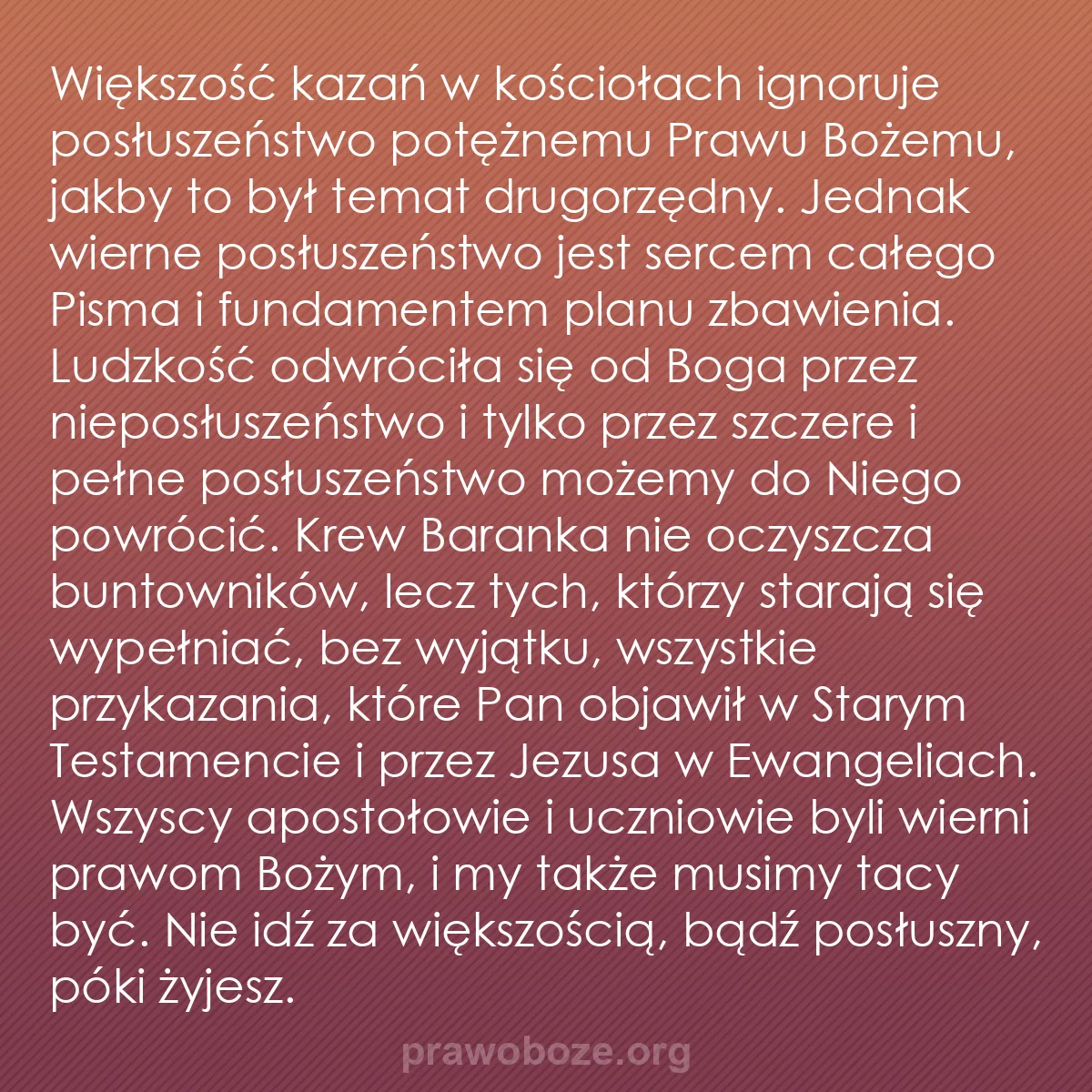 b0286 - Grafika o Prawie Bożym: Większość kazań w kościołach ignoruje posłuszeństwo potężnemu...