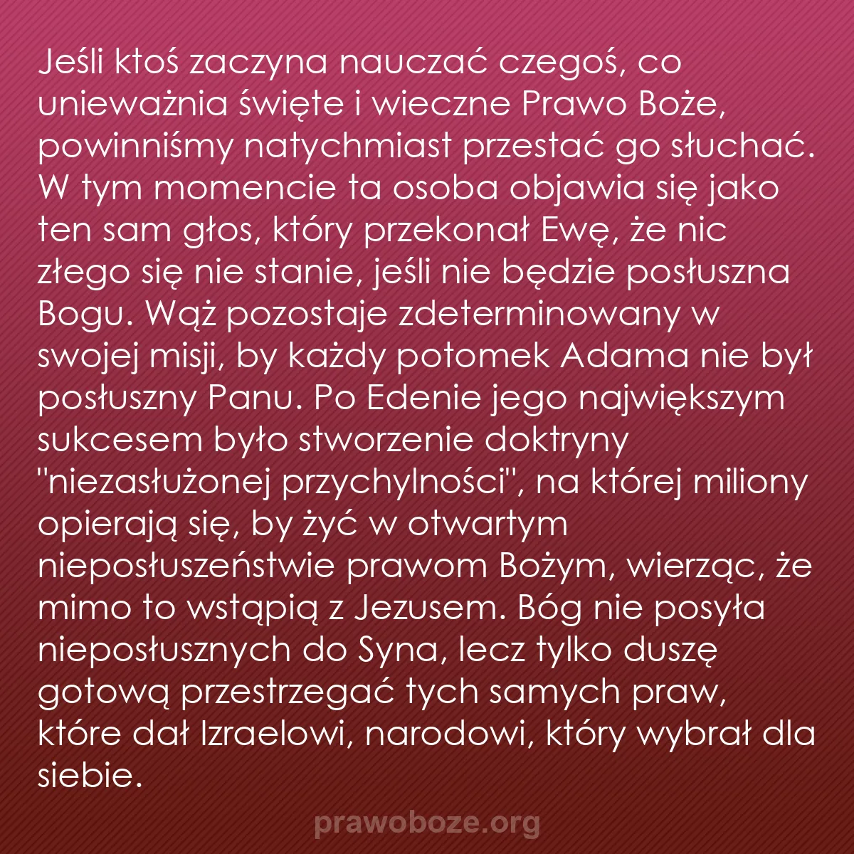 b0299 - Grafika o Prawie Bożym: Jeśli ktoś zaczyna nauczać czegoś, co unieważnia święte i wieczne...