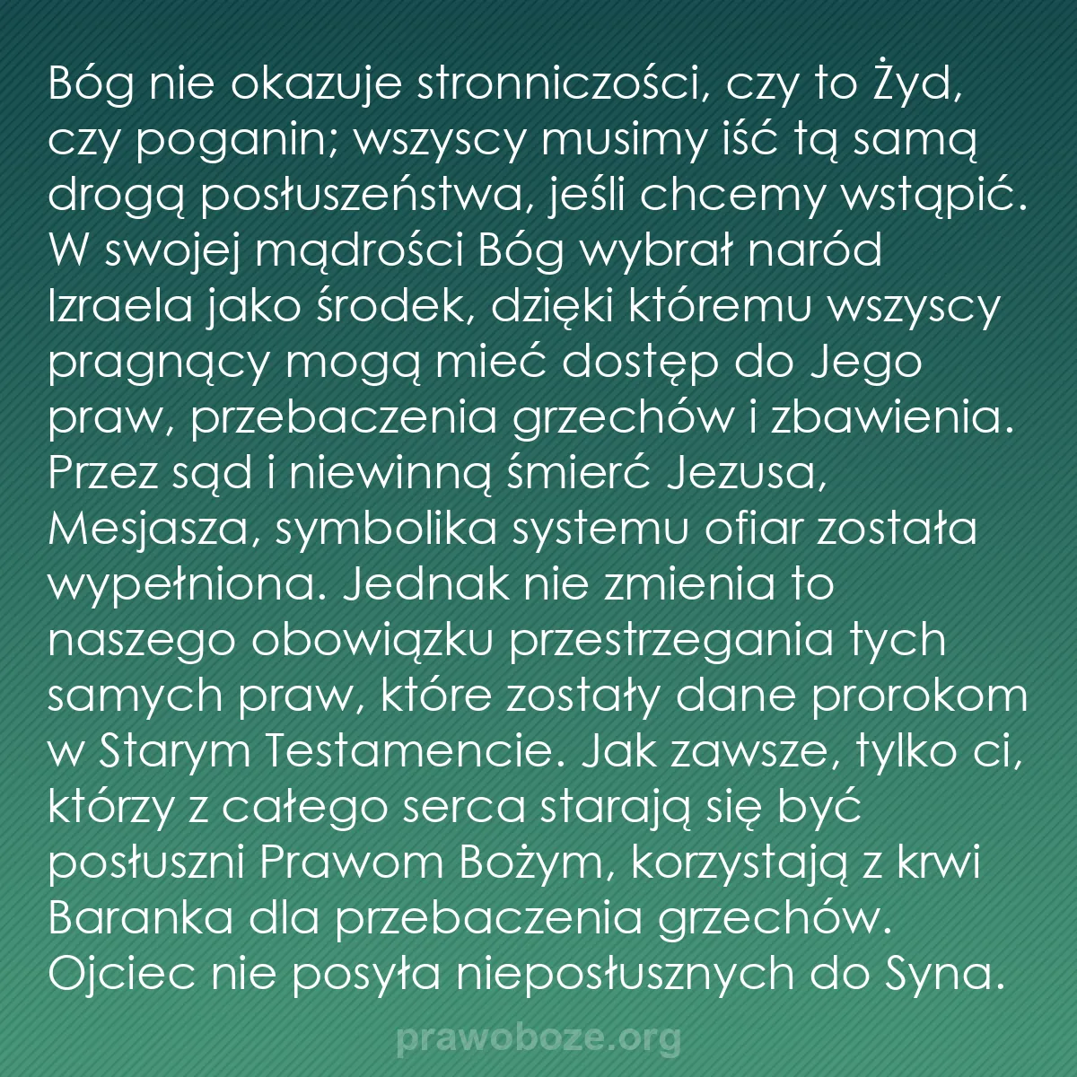 b0305 - Grafika o Prawie Bożym: Bóg nie okazuje stronniczości, czy to Żyd, czy poganin; wszyscy...
