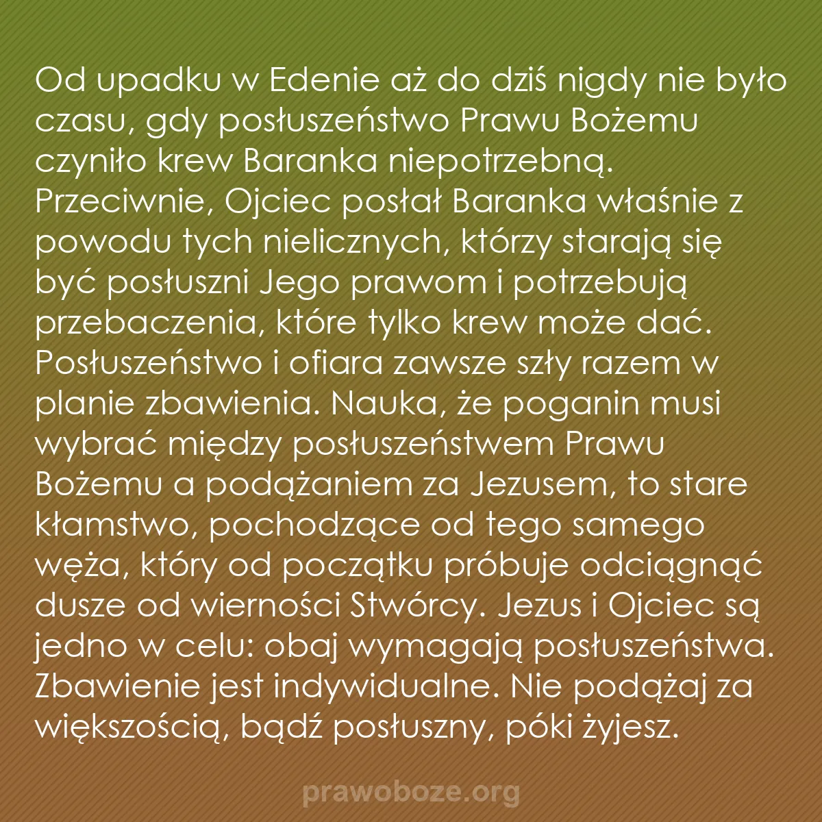 b0329 - Grafika o Prawie Bożym: Od upadku w Edenie aż do dziś nigdy nie było czasu, gdy posłuszeństwo...