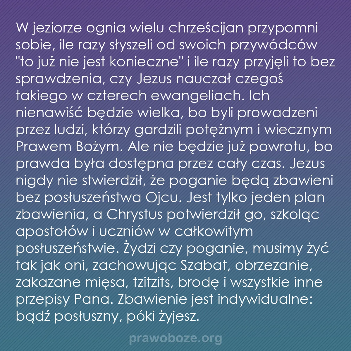 b0342 - Grafika o Prawie Bożym: W jeziorze ognia wielu chrześcijan przypomni sobie, ile razy...
