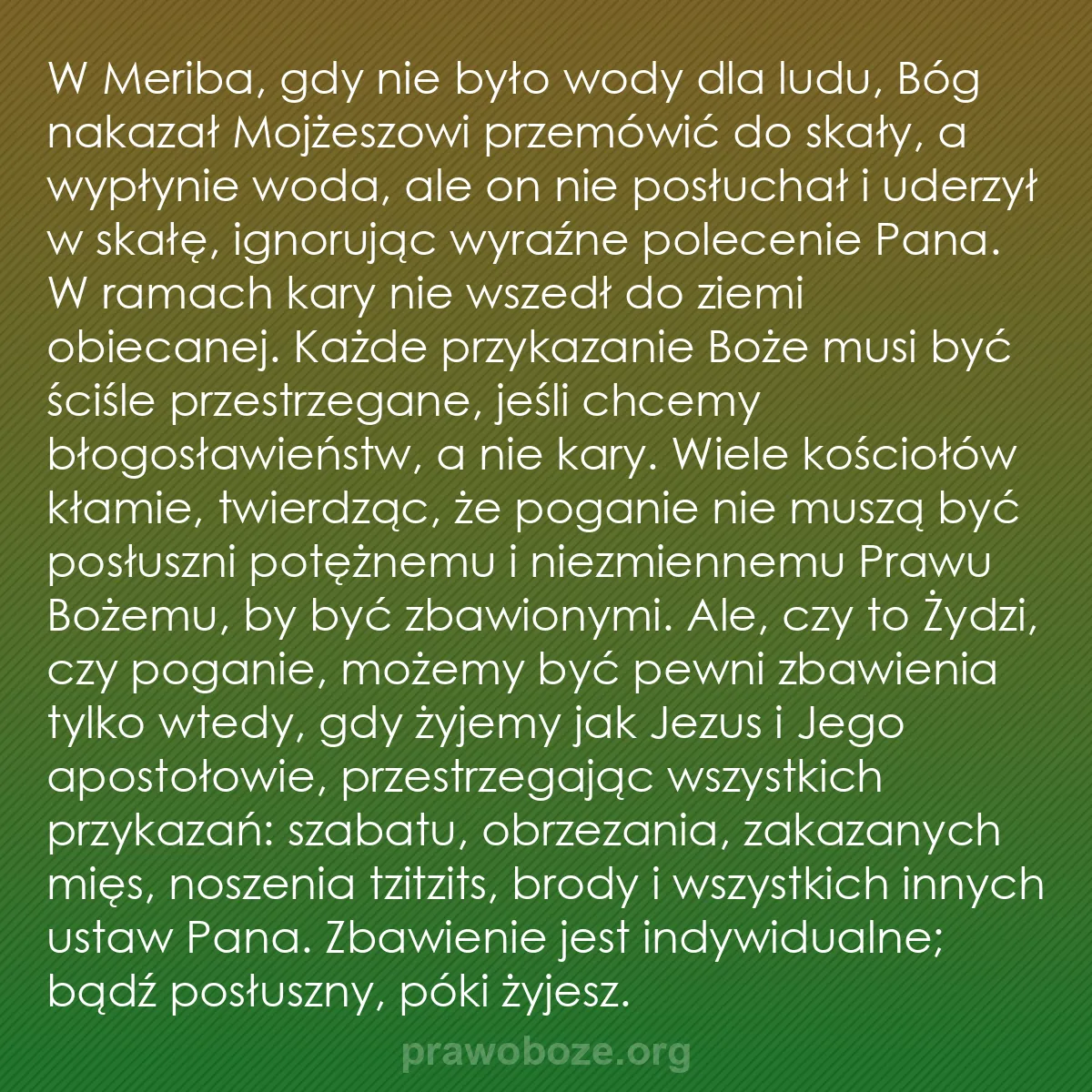 b0376 - Grafika o Prawie Bożym: W Meriba, gdy nie było wody dla ludu, Bóg nakazał Mojżeszowi...
