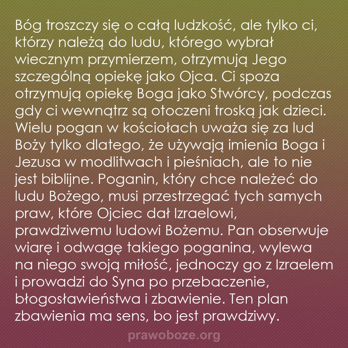 b0388 - Grafika o Prawie Bożym: Bóg troszczy się o całą ludzkość, ale tylko ci, którzy należą...