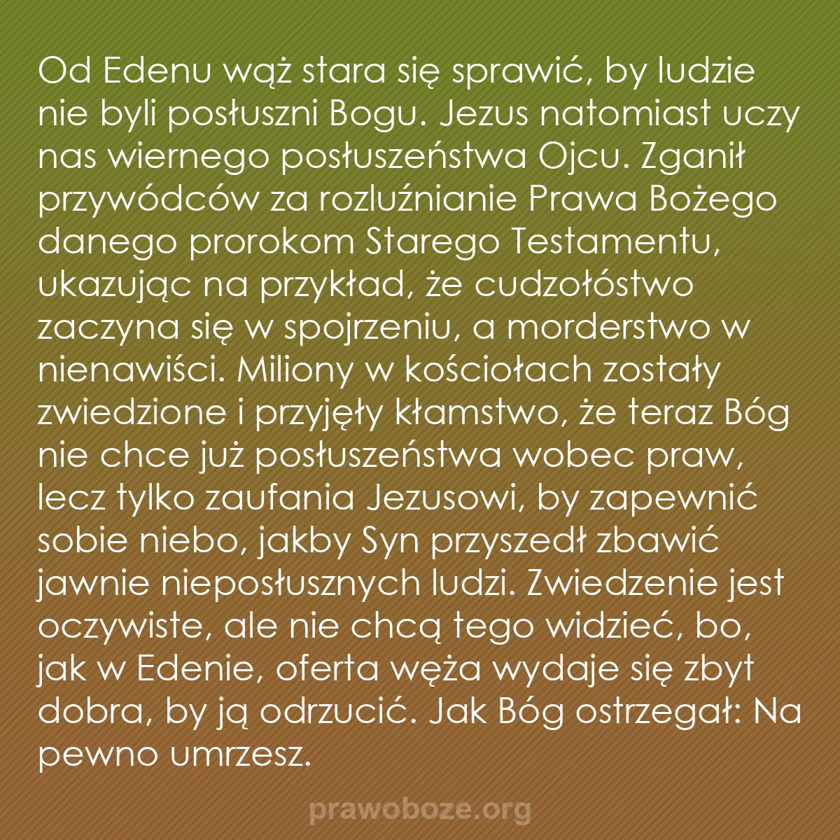 b0389 - Grafika o Prawie Bożym: Od Edenu wąż stara się sprawić, by ludzie nie byli posłuszni...