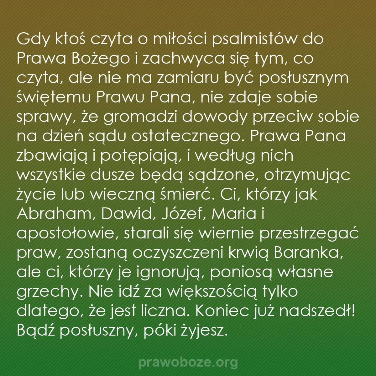 b0396 - Grafika o Prawie Bożym: Gdy ktoś czyta o miłości psalmistów do Prawa Bożego i zachwyca...