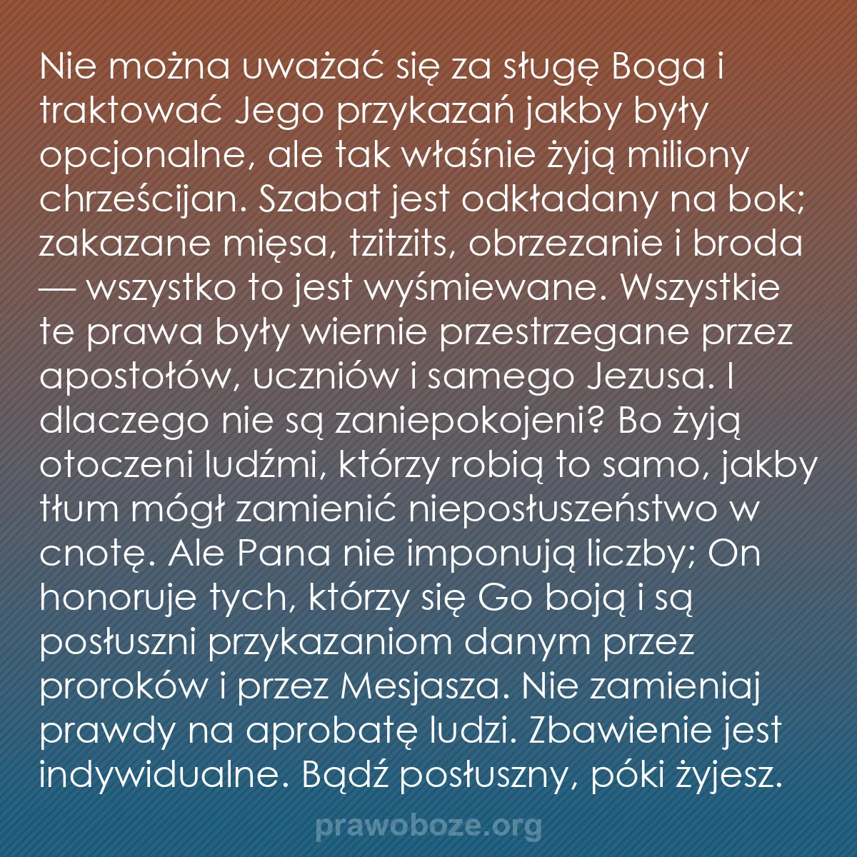 b0412 - Grafika o Prawie Bożym: Nie można uważać się za sługę Boga i traktować Jego przykazań...