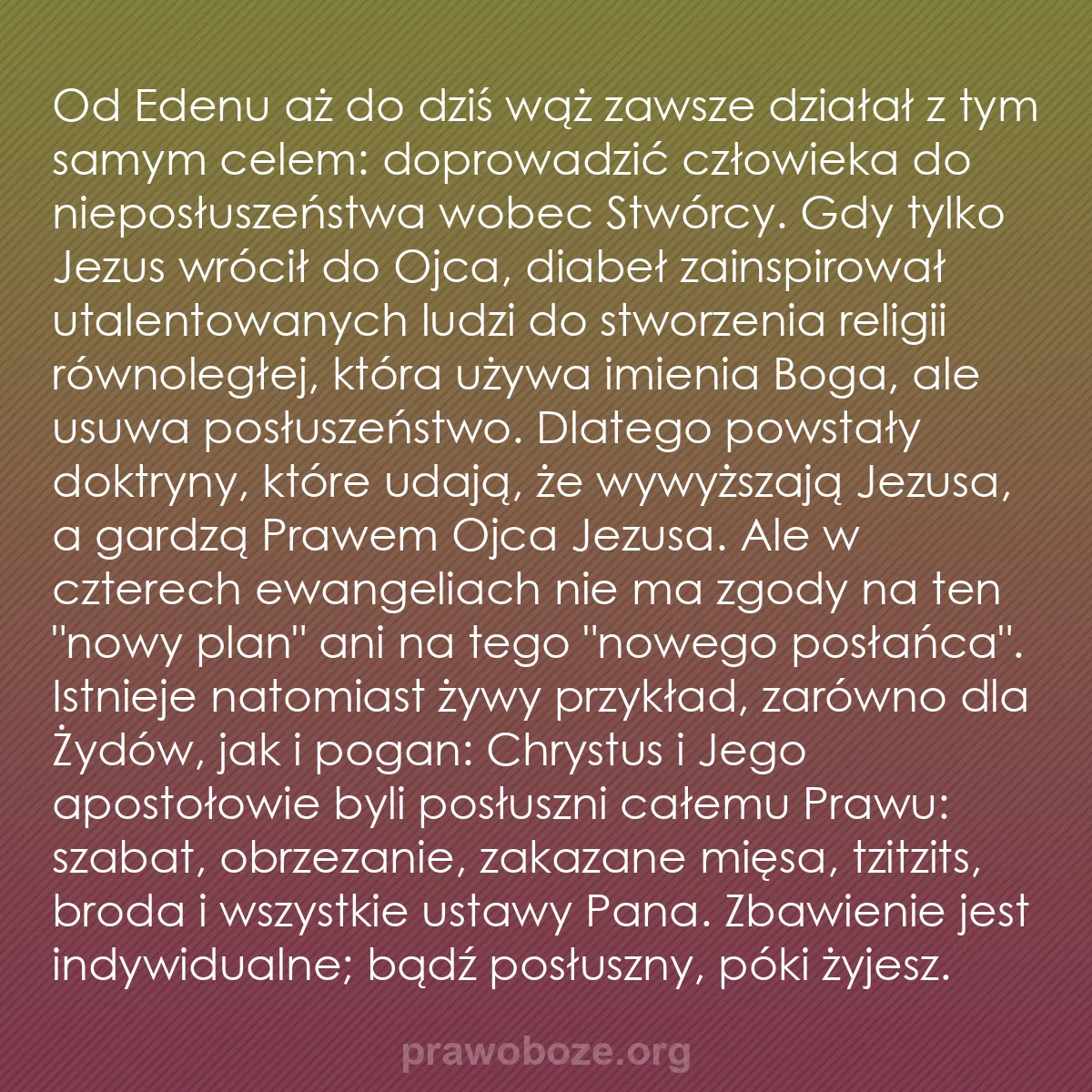 b0428 - Grafika o Prawie Bożym: Od Edenu aż do dziś wąż zawsze działał z tym samym celem: doprowadzić...