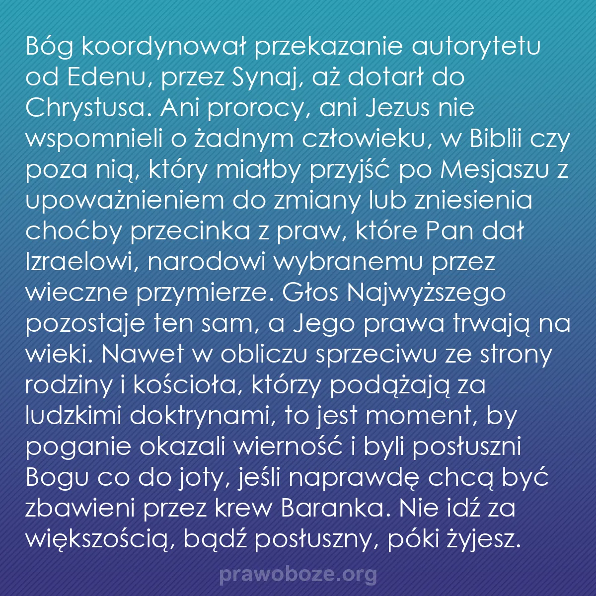 b0435 - Grafika o Prawie Bożym: Bóg koordynował przekazanie autorytetu od Edenu, przez Synaj,...