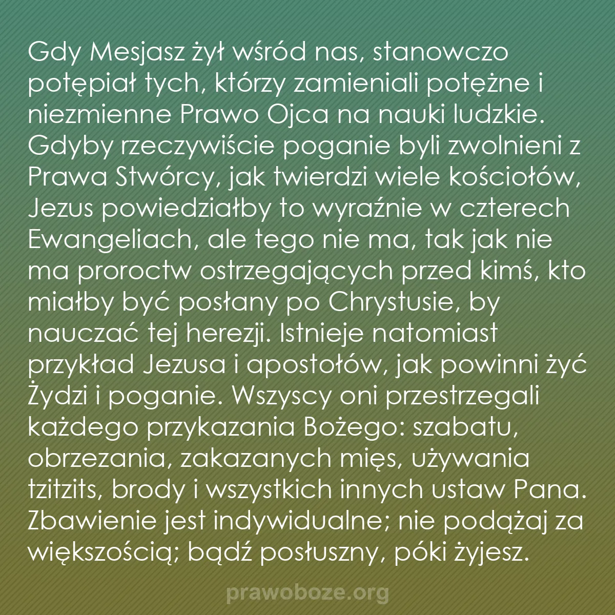 b0443 - Grafika o Prawie Bożym: Gdy Mesjasz żył wśród nas, stanowczo potępiał tych, którzy zamieniali...