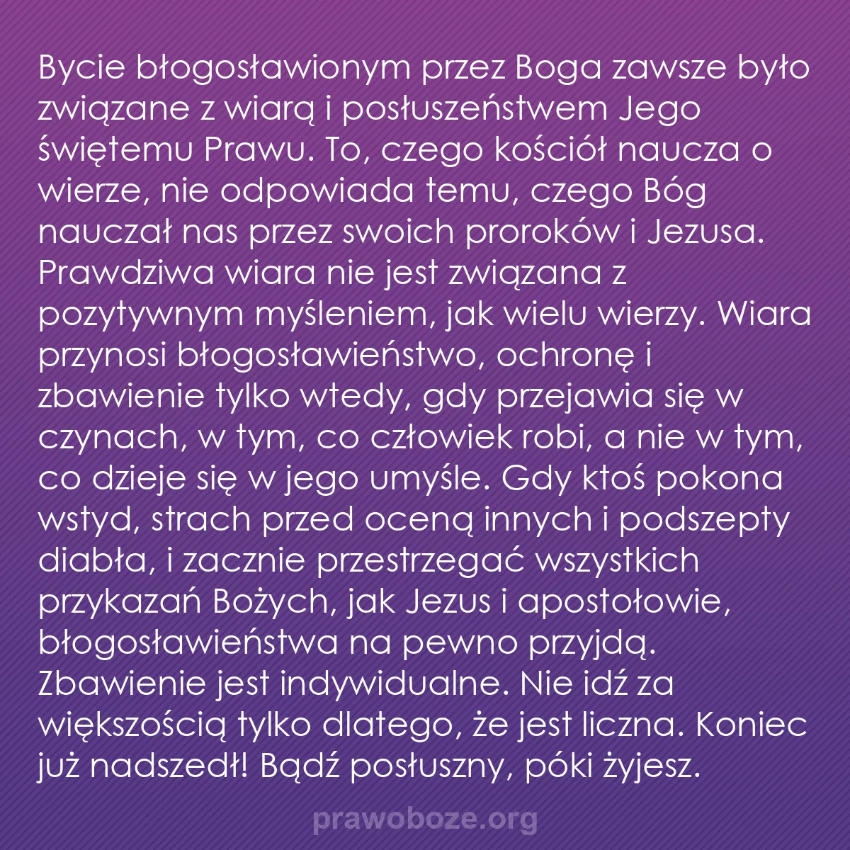 b0491 - Grafika o Prawie Bożym: Bycie błogosławionym przez Boga zawsze było związane z wiarą...