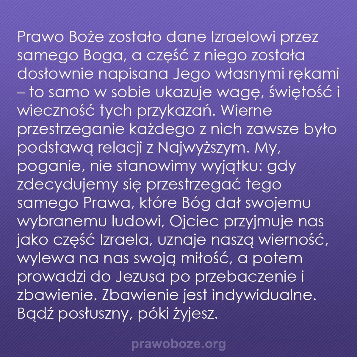 b0498 - Grafika o Prawie Bożym: Prawo Boże zostało dane Izraelowi przez samego Boga, a część...