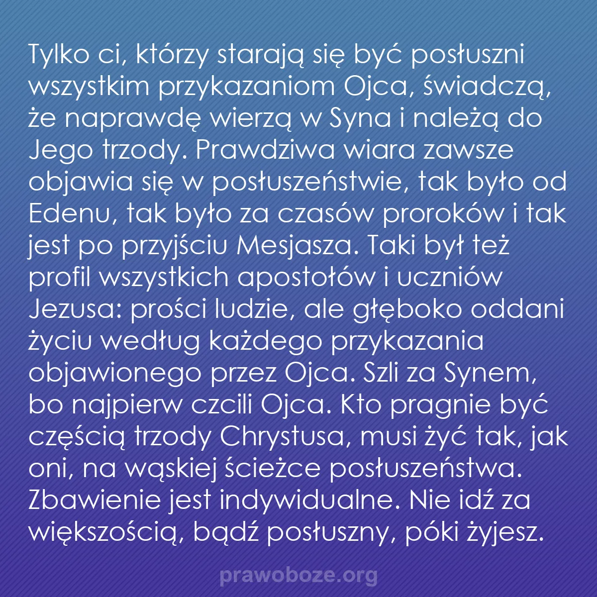 b0507 - Grafika o Prawie Bożym: Tylko ci, którzy starają się być posłuszni wszystkim przykazaniom...