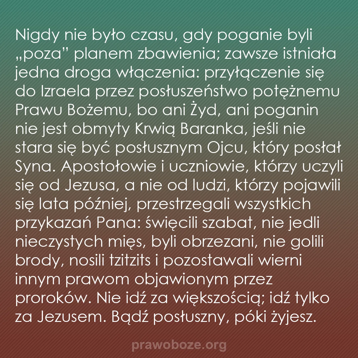b0513 - Grafika o Prawie Bożym: Nigdy nie było czasu, gdy poganie byli „poza” planem zbawienia;...