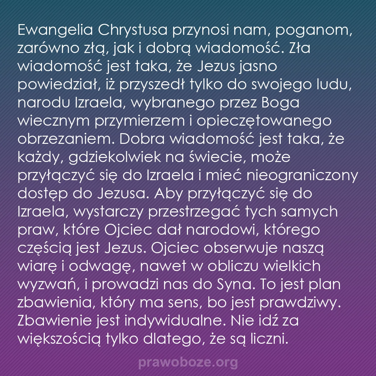 b0514 - Grafika o Prawie Bożym: Ewangelia Chrystusa przynosi nam, poganom, zarówno złą, jak...