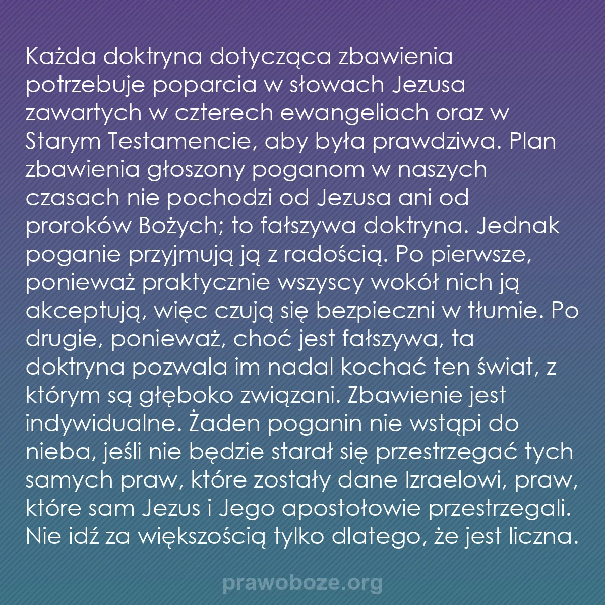 b0542 - Grafika o Prawie Bożym: Każda doktryna dotycząca zbawienia potrzebuje poparcia w słowach...