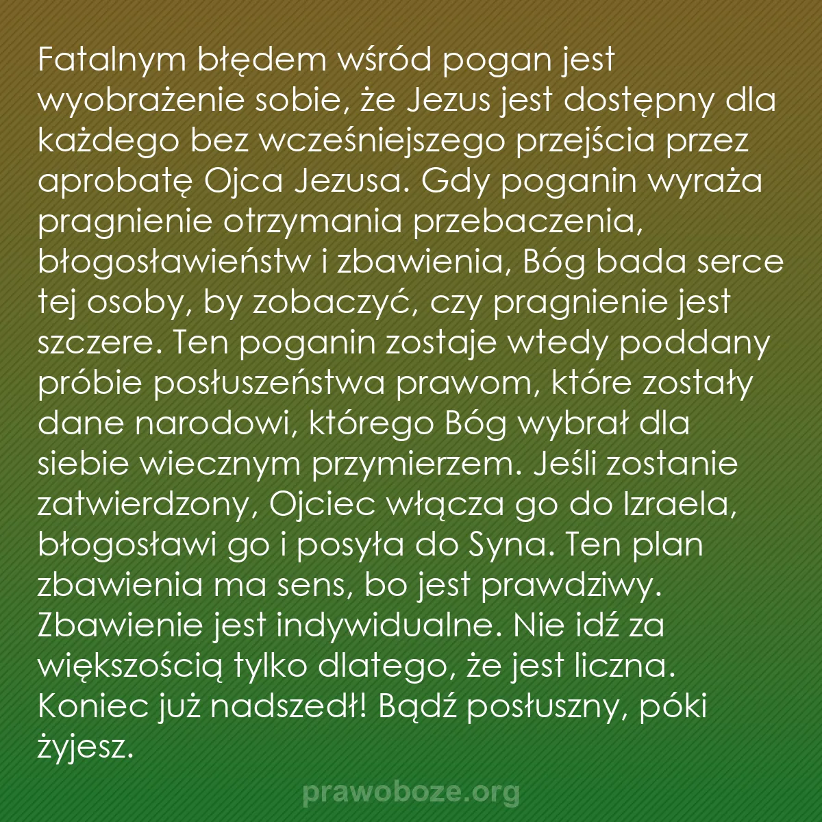b0556 - Grafika o Prawie Bożym: Fatalnym błędem wśród pogan jest wyobrażenie sobie, że Jezus...