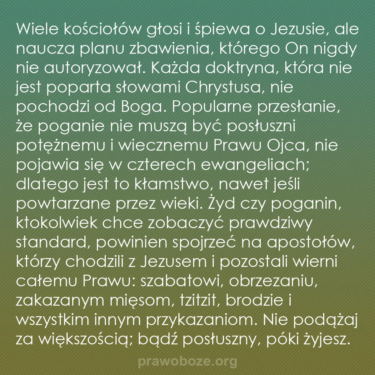 b0563 - Grafika o Prawie Bożym: Wiele kościołów głosi i śpiewa o Jezusie, ale naucza planu zbawienia,...