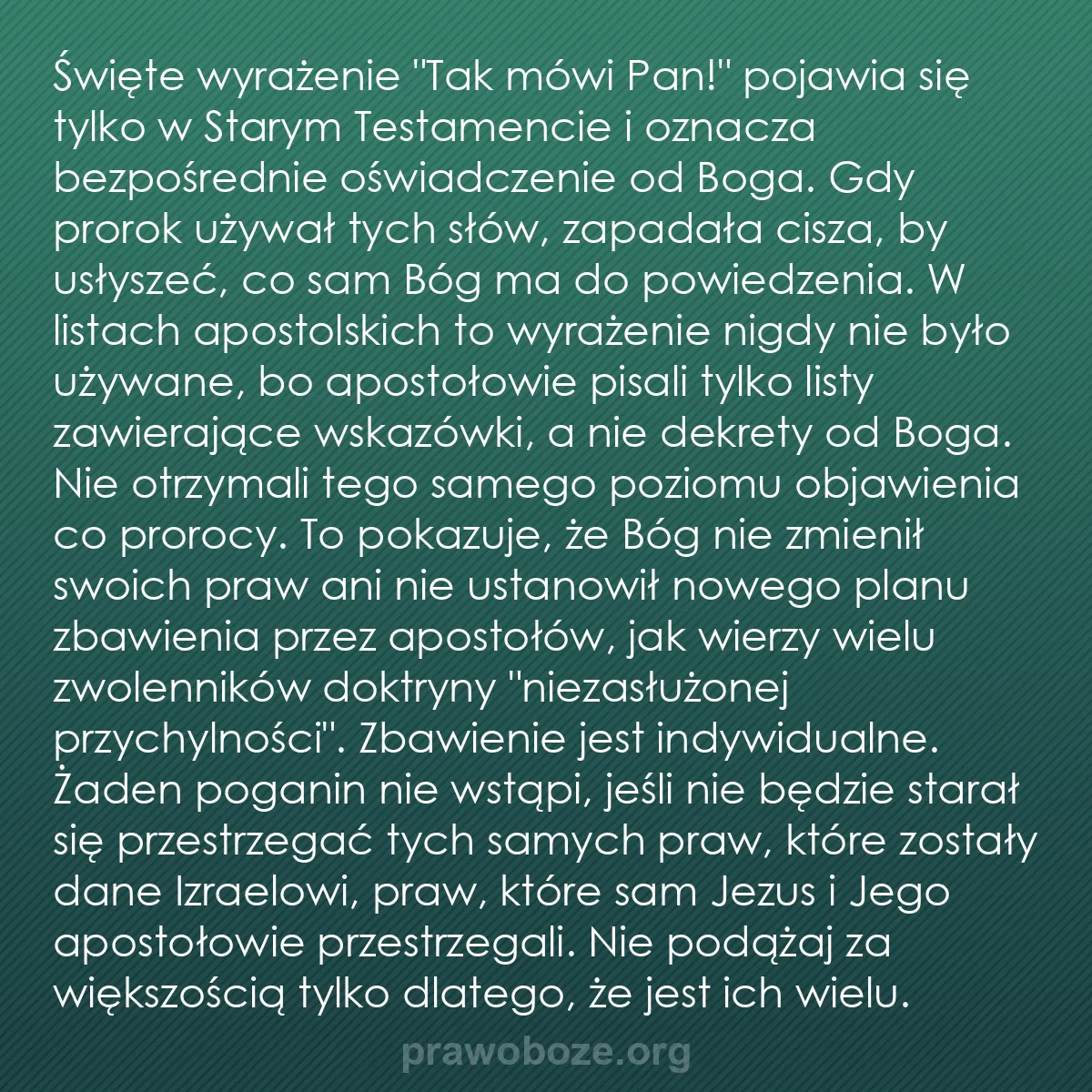 b0580 - Grafika o Prawie Bożym: Święte wyrażenie "Tak mówi Pan!" pojawia się tylko w Starym...