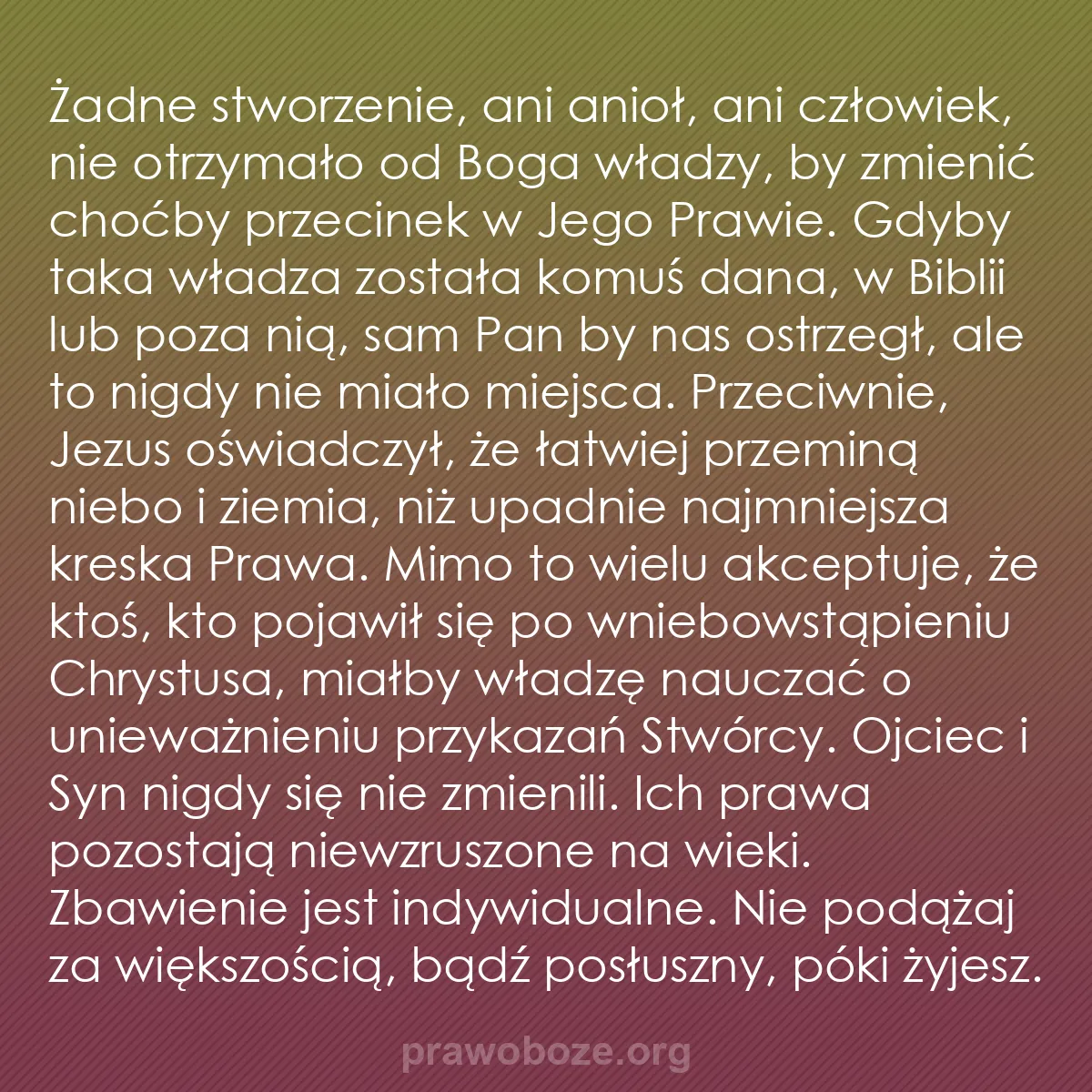 b0588 - Grafika o Prawie Bożym: Żadne stworzenie, ani anioł, ani człowiek, nie otrzymało od...